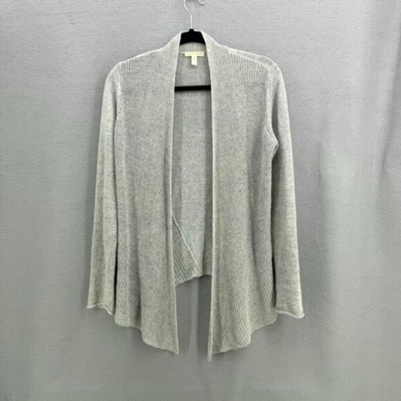 Eileen Fisher Women's Gray Open Front 100% Linen Asymmetric Hem Cardigan XS - Picture 1 of 6